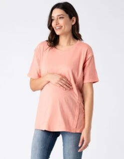 Seraphine T-shirt Ample De Grossesse à Allaitement Rose Clair -Seraphine Fergie Coral 04 V1