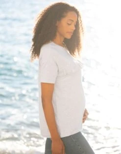 Seraphine T-shirt Grossesse à Allaitement Gris Chiné à Volants -Seraphine Finlay Grey 04