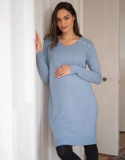 Seraphine Robe Pull Grossesse Et Allaitement En Coton Mélangé – Bleu Ciel -Seraphine Fonda Blue 03 V1