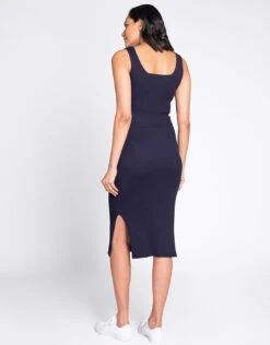 Seraphine Robe Midi Grossesse Et Allaitement Côtelée Manches Courtes - Bleu Marine -Seraphine Gem Navy 05
