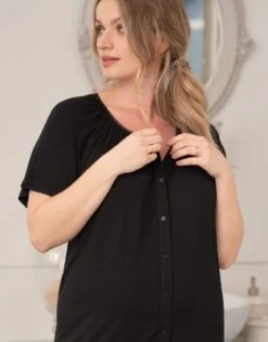 Seraphine Chemise De Nuit De Grossesse Boutonnée Curve – Lot De 2 -Seraphine Gemima 2Pack Black 03V1