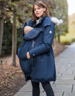 Seraphine Manteau Bleu Marine Haut De Gamme 6 En 1 Avec Doublure En Duvet Amovible -Seraphine Glenn Navy 02 V4