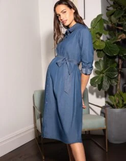 Seraphine Robe Chemise De Grossesse En Jean De Coton