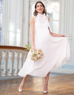 Seraphine Robe Grossesse Et Allaitement Col Cravate – Ivoire