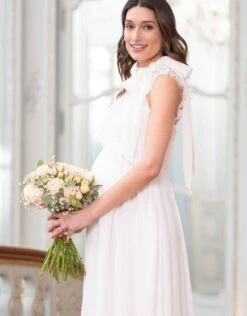 Seraphine Robe Grossesse Et Allaitement Col Cravate – Ivoire -Seraphine Greta Ivory 04 V2