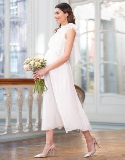 Seraphine Robe Grossesse Et Allaitement Col Cravate – Ivoire -Seraphine Greta Ivory 05 V2