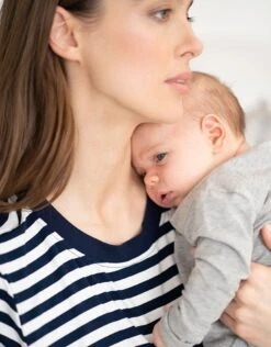 Seraphine Robe T-shirt Smockée Grossesse Et Allaitement Mi-longue Rayée Bleu Marine Et Blanche -Seraphine Greyson NavyWhtStripe 06 V3