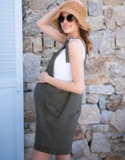 Seraphine Combishort Grossesse En Lin – Kaki -Seraphine Gwenna Khaki 04 V3