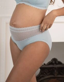 Seraphine Light Blue Lace Mid Bump Maternity Briefs