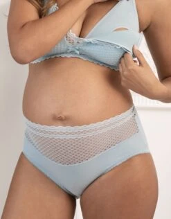 Seraphine Light Blue Lace Mid Bump Maternity Briefs -Seraphine Hallie Midbump DckEgBlue 04 V5