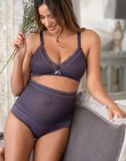 Seraphine Culotte Grossesse Taille Haute Avec Dentelle – Mauve -Seraphine Hallie OB Plum 02 V2