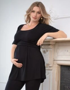 Seraphine Tunique Grossesse Et Allaitement Curve En Jersey Noir