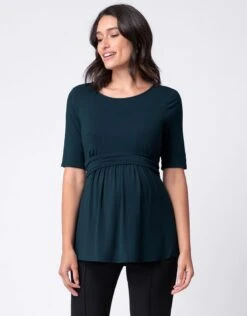 Seraphine Top Ajusté à Manches Courtes De Grossesse Et D'allaitement - Vert émeraude -Seraphine Hanna Emerald 04 V2