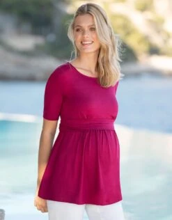 Seraphine Top Ajusté à Manches Courtes De Grossesse Et D'allaitement - Rose Framboise -Seraphine Hanna Raspberry 03 V2