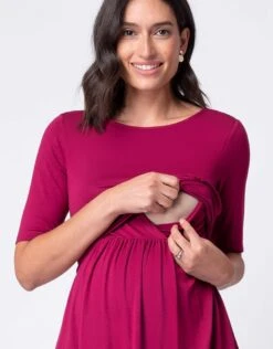 Seraphine Top Ajusté à Manches Courtes De Grossesse Et D'allaitement - Rose Framboise -Seraphine Hanna Raspberry 07 V2