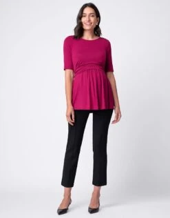 Seraphine Top Ajusté à Manches Courtes De Grossesse Et D'allaitement - Rose Framboise -Seraphine Hanna Raspberry 08 V2