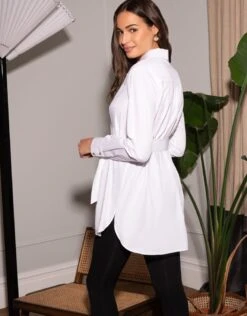 Seraphine Tunique De Grossesse En Coton Blanc Avec Ceinture -Seraphine Hilde White 06 V3