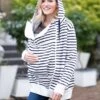 Seraphine Sweat à Capuche 3 En 1 De Grossesse Et Portage à Rayures - Bleu Marine Et Blanc -Seraphine Hollis WhtNavy 01 V2