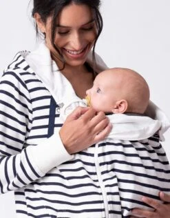 Seraphine Sweat à Capuche 3 En 1 De Grossesse Et Portage à Rayures - Bleu Marine Et Blanc -Seraphine Hollis WhtNavy 05 V2