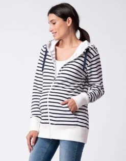 Seraphine Sweat à Capuche 3 En 1 De Grossesse Et Portage à Rayures - Bleu Marine Et Blanc -Seraphine Hollis WhtNavy 06 V2