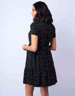 Seraphine Robe Grossesse Et Allaitement à Pois Manches Courtes – Noir -Seraphine Inez Blk 05