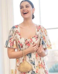 Seraphine Robe Grossesse Et Allaitement Rétro à Motif Floral -Seraphine Ivey Floral 04 V3