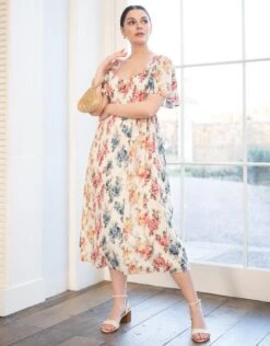 Seraphine Robe Grossesse Et Allaitement Rétro à Motif Floral -Seraphine Ivey Floral 05 V3