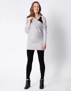 Seraphine Tunique Grossesse Et Allaitement En Maille – Gris -Seraphine Jamila Grey 05 V2