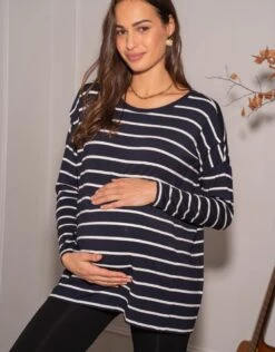 Seraphine Haut Grossesse Et Allaitement Décontracté – À Rayures -Seraphine Jasleen NavyEcru 03 V1
