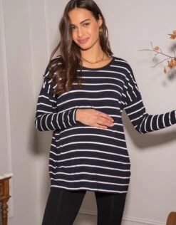 Seraphine Haut Grossesse Et Allaitement Décontracté – À Rayures -Seraphine Jasleen NavyEcru 04 V1
