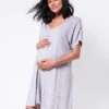 Seraphine Chemise De Nuit Grossesse Et Allaitement à Nouer - Gris -Seraphine Jaya GreyMarl 01 V3