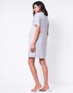 Seraphine Chemise De Nuit Grossesse Et Allaitement à Nouer - Gris -Seraphine Jaya GreyMarl 05 V3