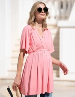 Seraphine Tunique Rose Cache-cœur De Grossesse à Allaitement -Seraphine Jeriko Coral 03 1