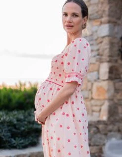 Seraphine Robe Grossesse Et Allaitement En Coton à Broderies Roses -Seraphine Jessa Rose 04 V2