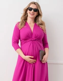 Seraphine Robe De Grossesse Curve Soulignée D’un Nœud Sur Le Devant, Rose Fuchsia -Seraphine Joelle Fuchsia 04 V2