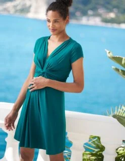 Seraphine Robe Grossesse Nouée - Bleu Vert