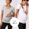 Seraphine Lot De Deux T-shirts De Maternité Essentiels -Seraphine Julianne SS Sage White 01 V4 FR