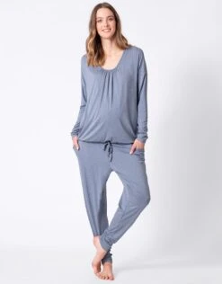 Seraphine Ensemble Loungewear Grossesse Et Allaitement Ultra Doux – Bleu Barbeau -Seraphine KarenLS Blue 04V2