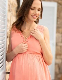 Seraphine Haut Grossesse Et Allaitement Brodée – Corail -Seraphine Karla Coral 03 V2