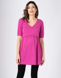 Seraphine Tunique Rose à Encolure En V De Grossesse à Allaitement