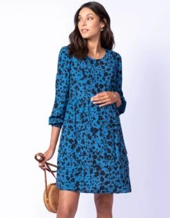 Seraphine Robe Grossesse Et Allaitement à Fleurs – Bleu