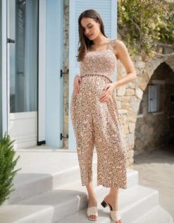 Seraphine Combinaison Courte Grossesse Et Allaitement à Jambes Larges Imprimée -Seraphine Kinsley Multi 06 V1