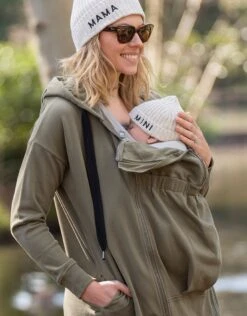 Seraphine Sweat à Capuche Grossesse 3 En 1 En Coton – Kaki -Seraphine Kristen Khaki 03