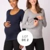 Seraphine Lot De 2 T-shirts Manches Longues Grossesse Et Allaitement – Bleu Marine/Gris -Seraphine LAINA LS NAVY GREY 01 V2 FR