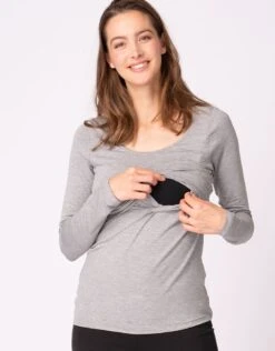 Seraphine Lot De 2 T-shirts Manches Longues Grossesse Et Allaitement – Bleu Marine/Gris -Seraphine LAINA LS NAVY GREY 05 V2