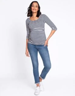 Seraphine Lot De 2 Hauts Grossesse Et Allaitement Manches ¾ – Nautique/Gris -Seraphine Laina 34 StripeGrey 04