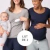 Seraphine Lot De 2 T-shirts Grossesse Et Allaitement – Gris/Bleu Marine -Seraphine Laina Navy Grey 01 V5 FR
