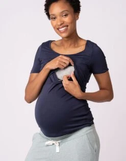 Seraphine Lot De 2 T-shirts Grossesse Et Allaitement – Gris/Bleu Marine -Seraphine Laina Navy Grey 05 V5