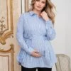 Seraphine Chemise Grossesse Et Allaitement Rayée Curve -Seraphine Larah BlueStripe 01 V2