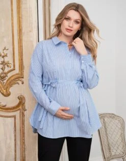 Seraphine Chemise Grossesse Et Allaitement Rayée Curve